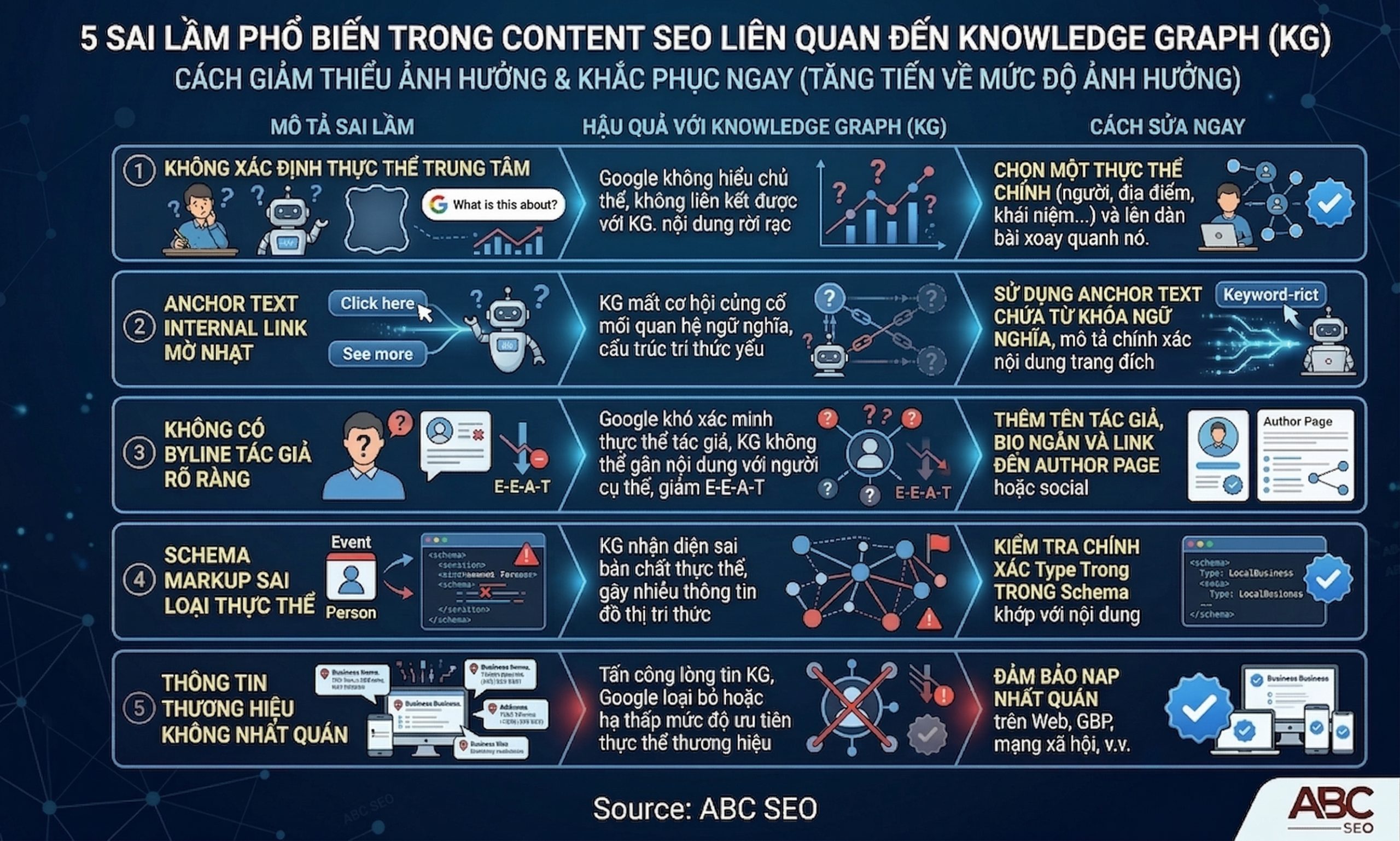 Năm sai lầm phổ biến trong content SEO khi bỏ qua Knowledge Graph và cách sửa
