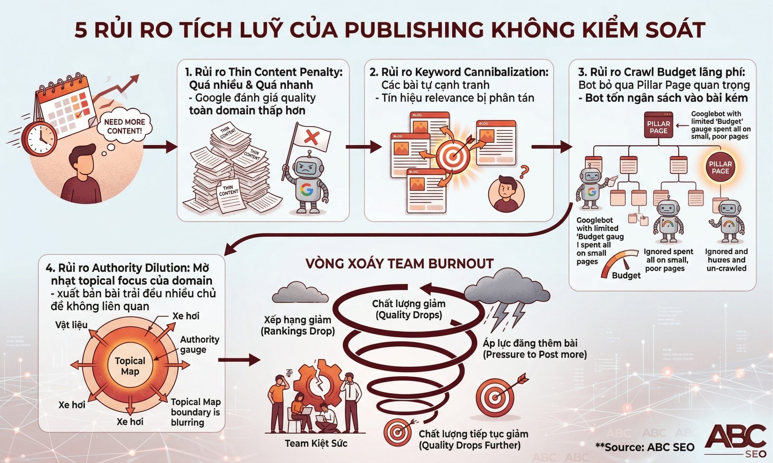 Tần Suất Xuất Bản Nội Dung Website: Bao Nhiêu Là Đủ Để SEO Hiệu Quả? 8 Infographic năm rủi ro SEO khi tần suất xuất bản nội dung website không được quản lý có hệ thống