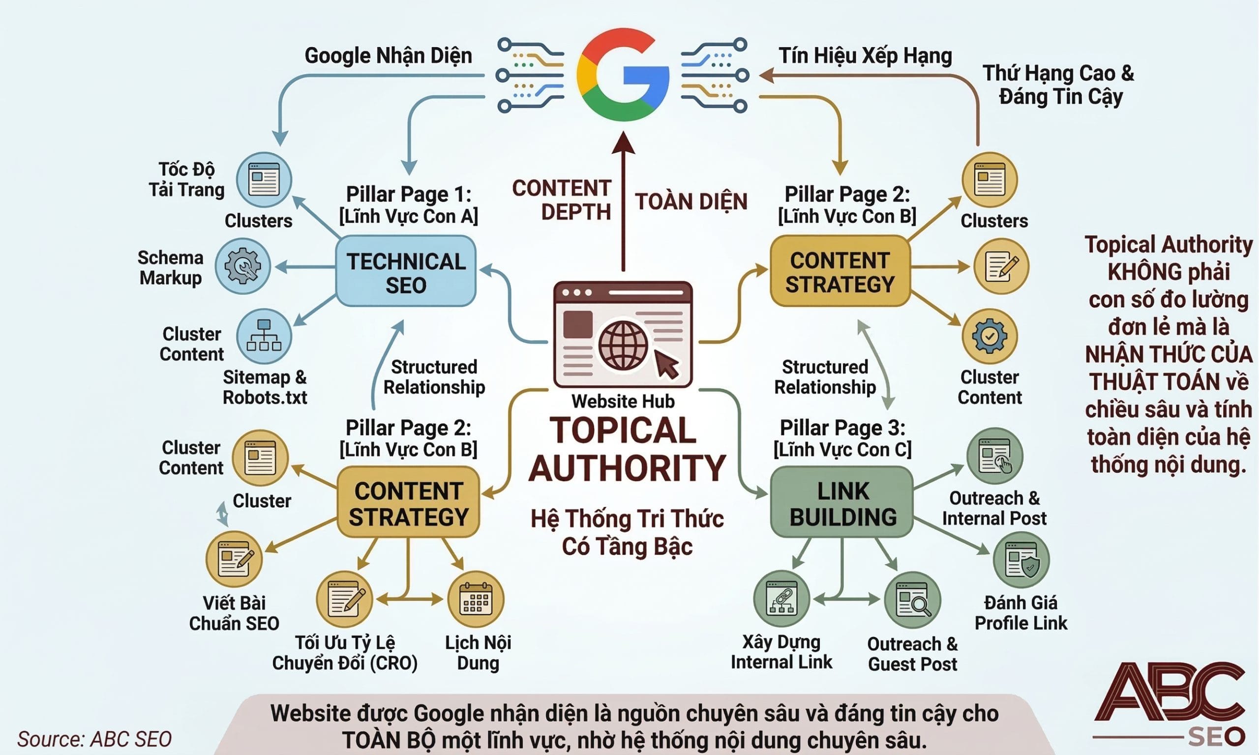 Hệ thống nội dung chuyên sâu giúp website đạt uy tín chủ đề và thứ hạng bền vững trên Google 2026