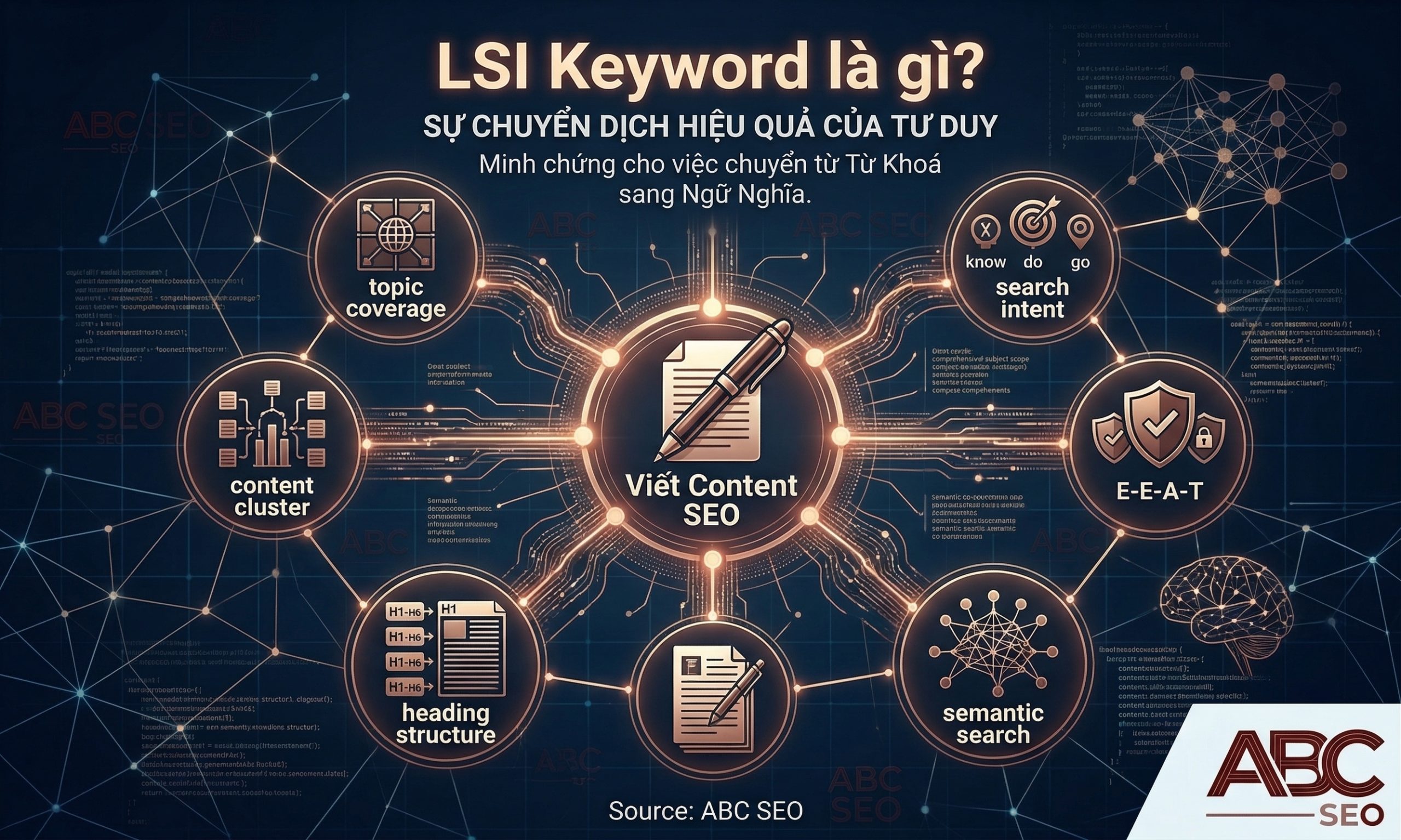 LSI keyword là mạng lưới ngữ nghĩa bao quanh từ khoá chính trong Semantic SEO