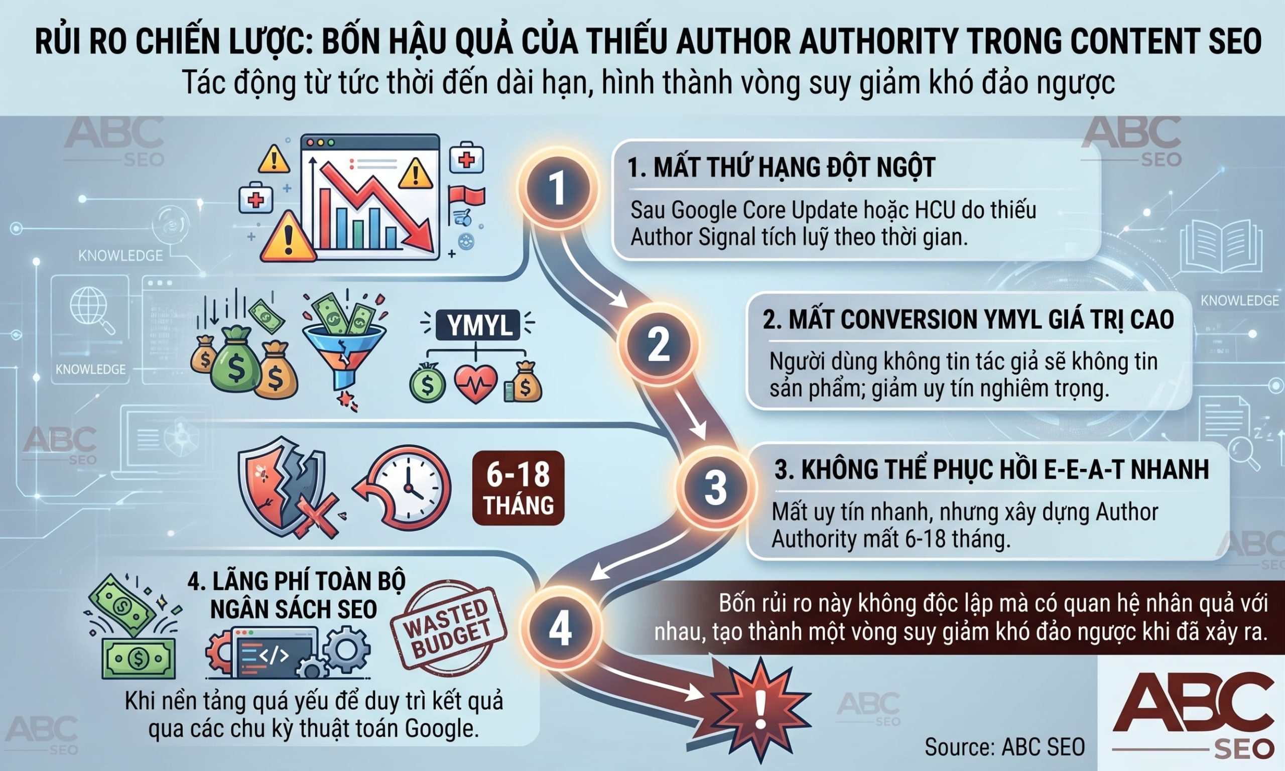 4 rủi ro khi viết content SEO thiếu Author Authority – mất rank, mất E-E-A-T, mất doanh thu