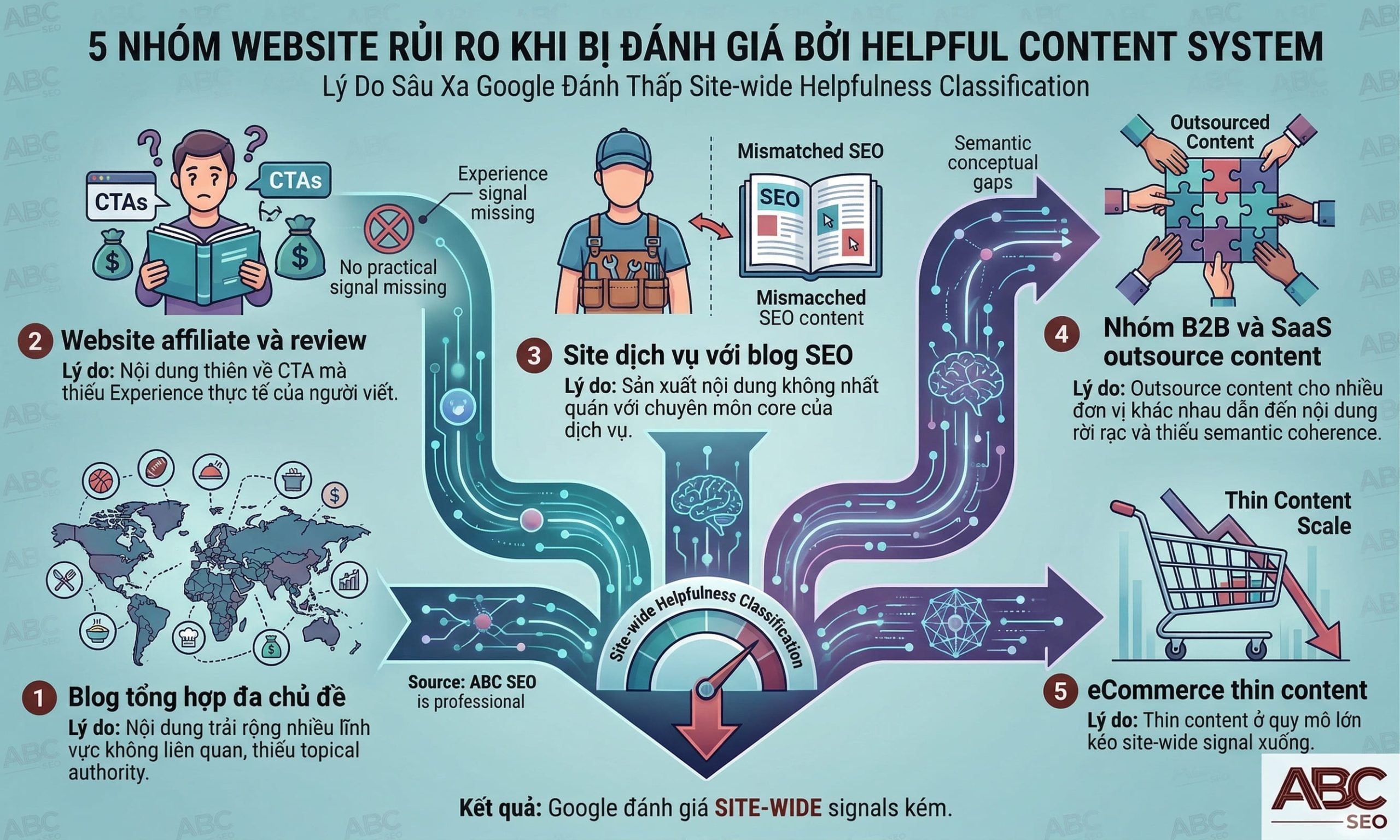 Phân loại 5 nhóm website theo mức độ rủi ro với Google Helpful Content System