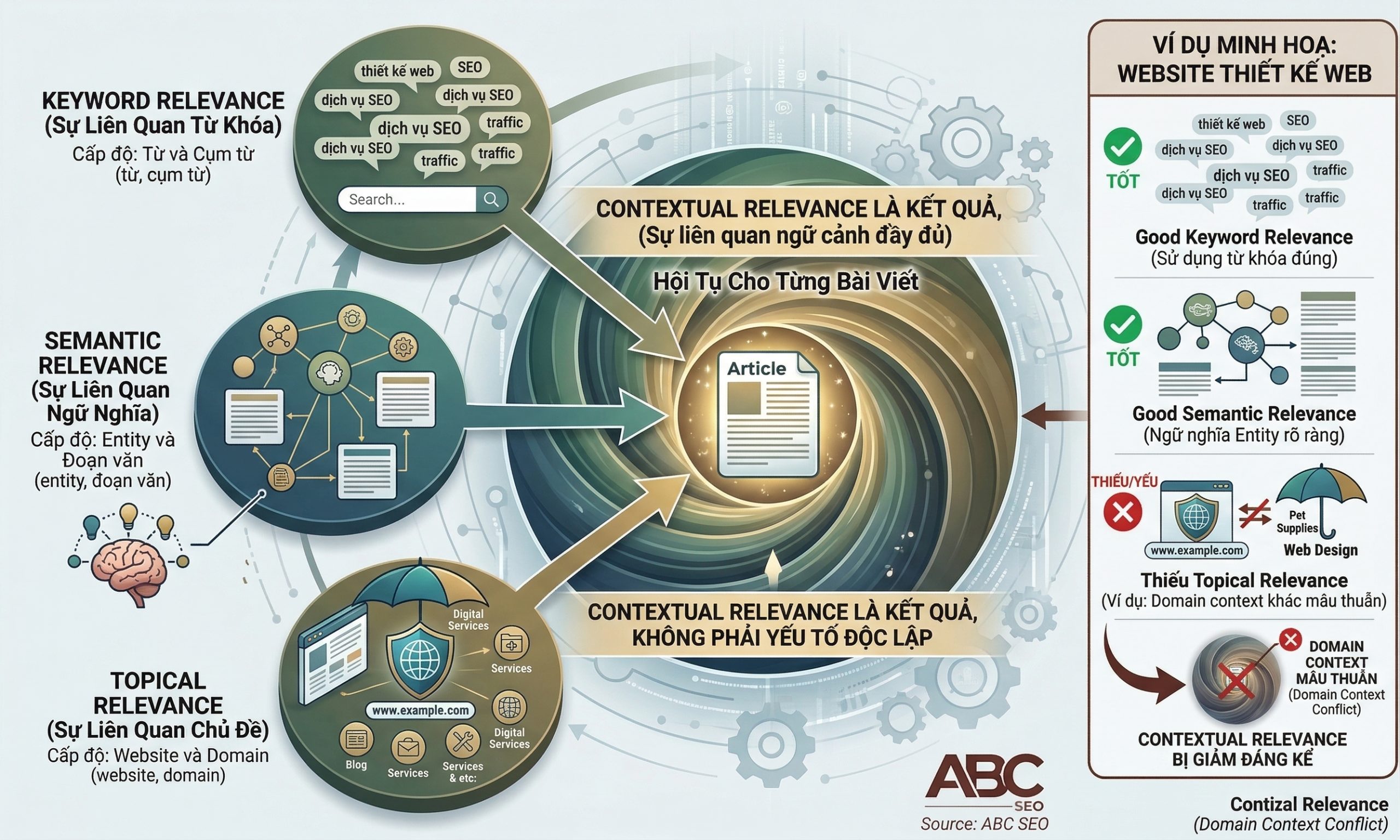 Mô hình bốn loại relevance hội tụ tạo Contextual Relevance trong SEO