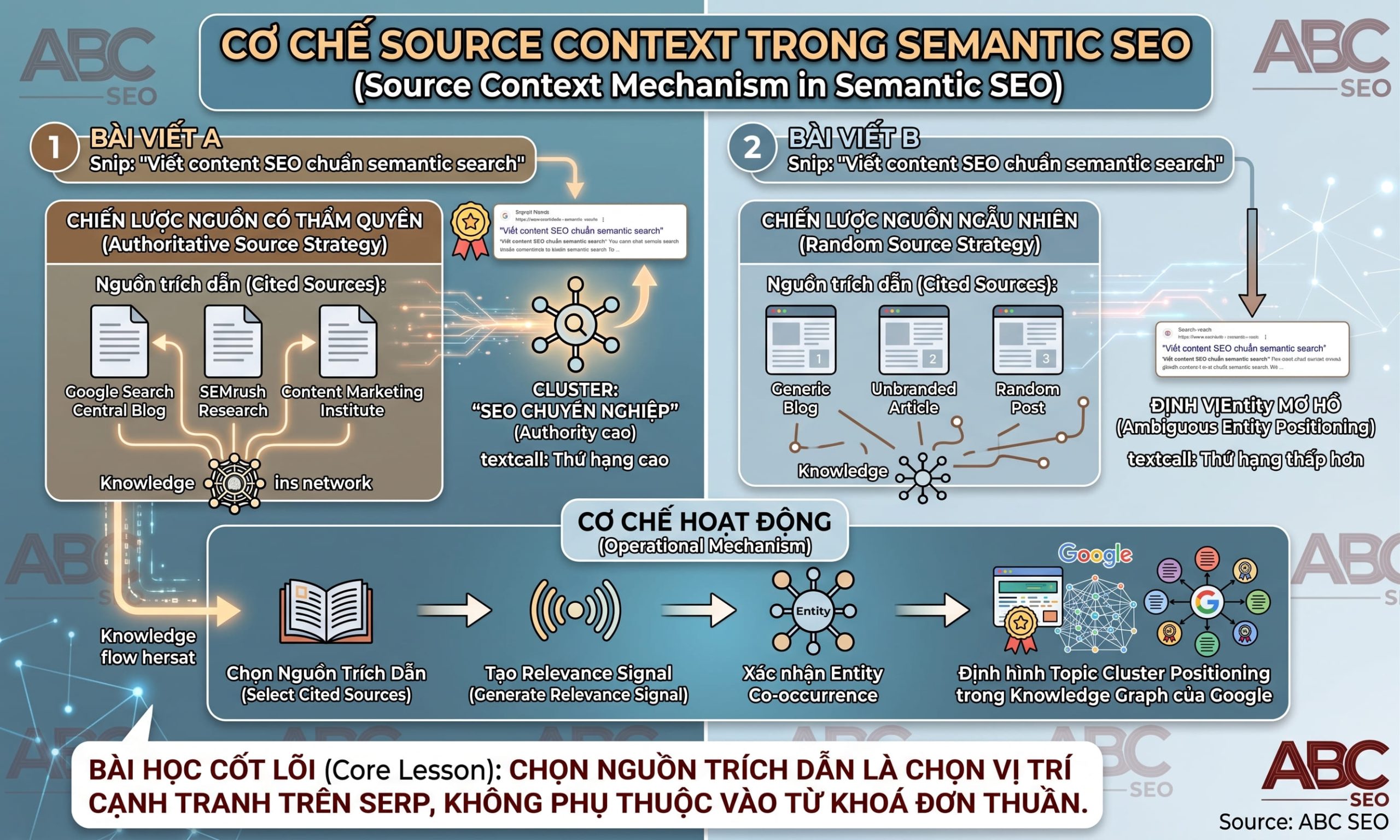 cơ chế Source Context trong Semantic SEO: từ nguồn trích dẫn đến định vị SERP