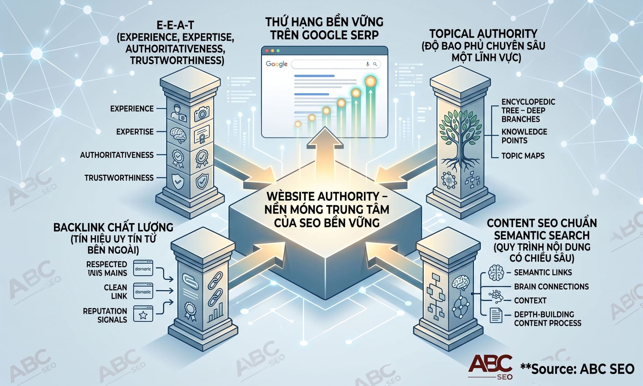 Website Authority là gì — vai trò content SEO chuẩn Semantic Search xây dựng uy tín website