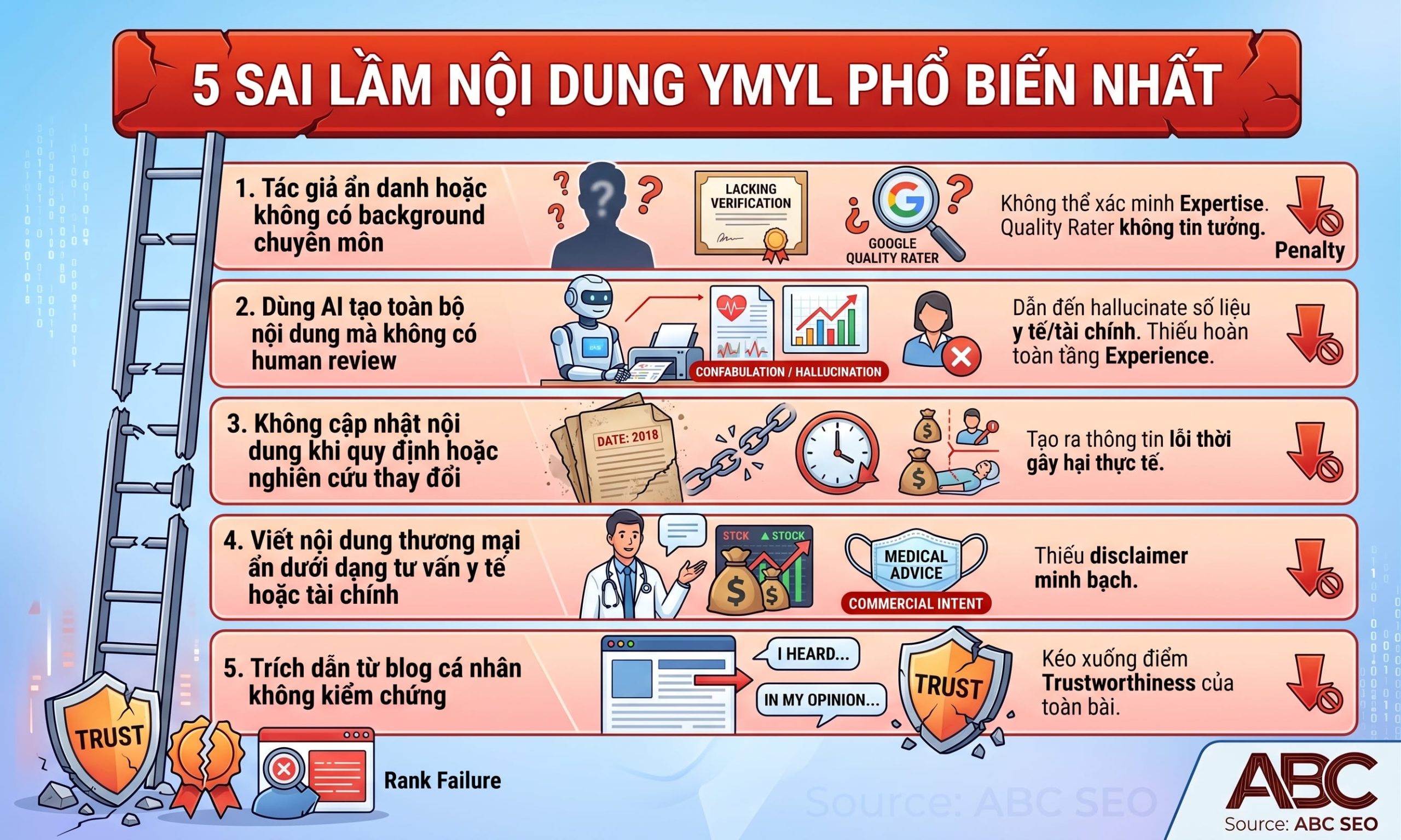 5 sai lầm nội dung YMYL phổ biến khiến Google đánh giá thấp E-E-A-T