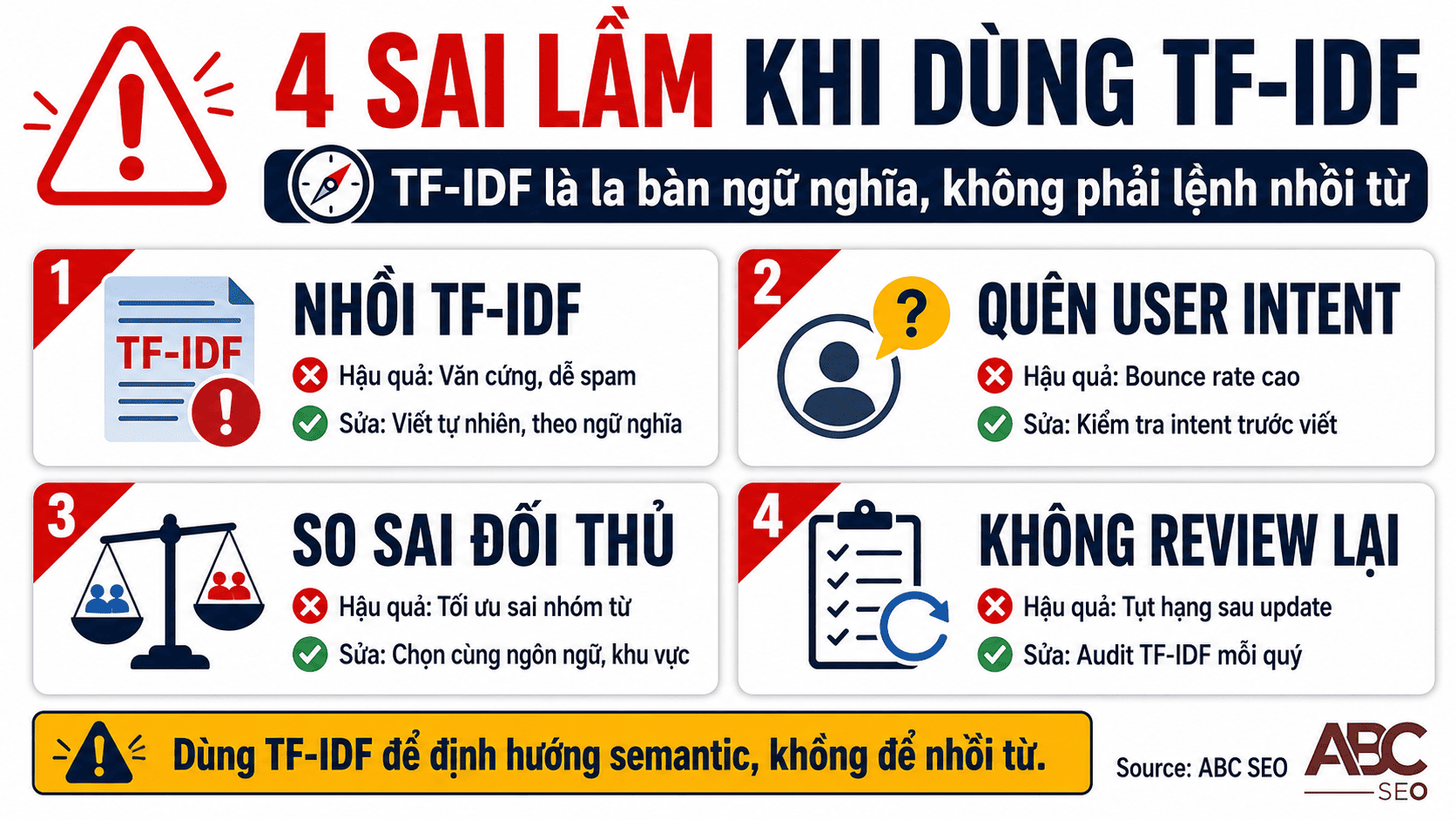 4 sai lầm phổ biến khi dùng TF-IDF trong content SEO và cách khắc phục